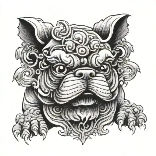 pug foo dog tattoo design idea