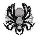kurapika chain tattoo with the phantom troupe spider upside down with its webs around the chains, forearms tattoo design idea