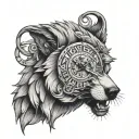 wolf time clock with zeus tattoo design idea