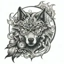 wolf time clock with zeus tattoo design idea