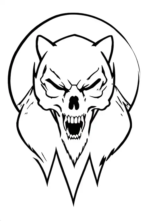 Alaska mountains with admirals skull/Wolverine animal. hockey  tattoo design idea