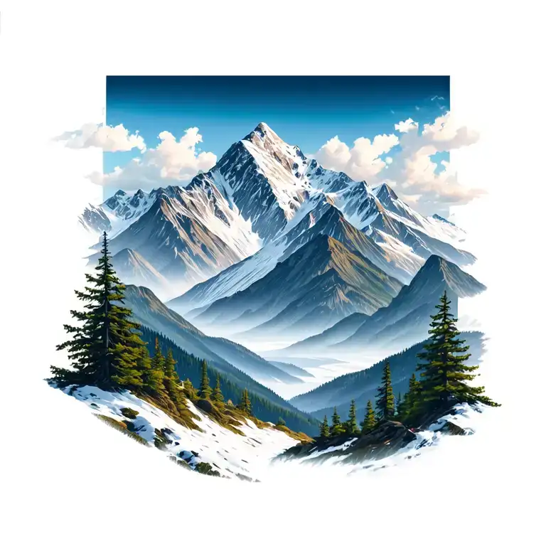 mountain landscape tattoo design idea