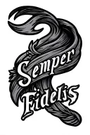 lettering that says "Semper Fidelis" in a classy boldish font tattoo design idea