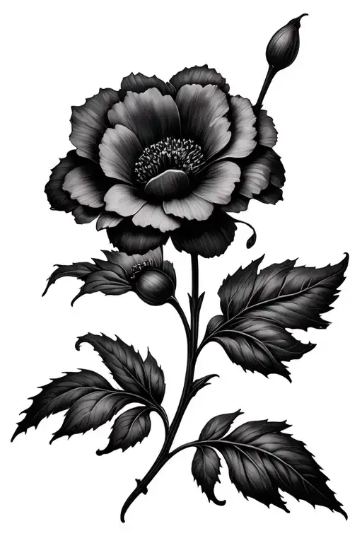 Tim burton style black flower tattoo design tattoo design idea