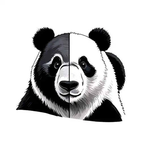 bear face what is left side polar bear and right side panda bear tattoo design idea