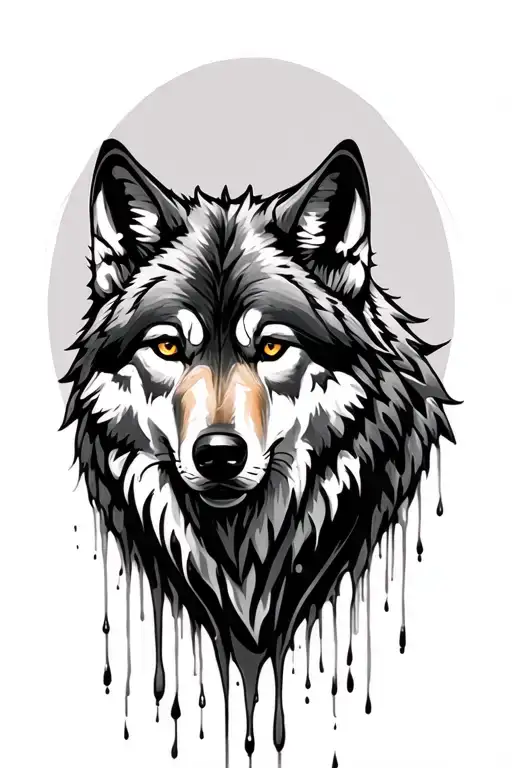 wolf w tears dripping tattoo design idea