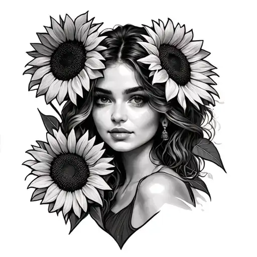 Kathy and sunflowers tattoo design idea