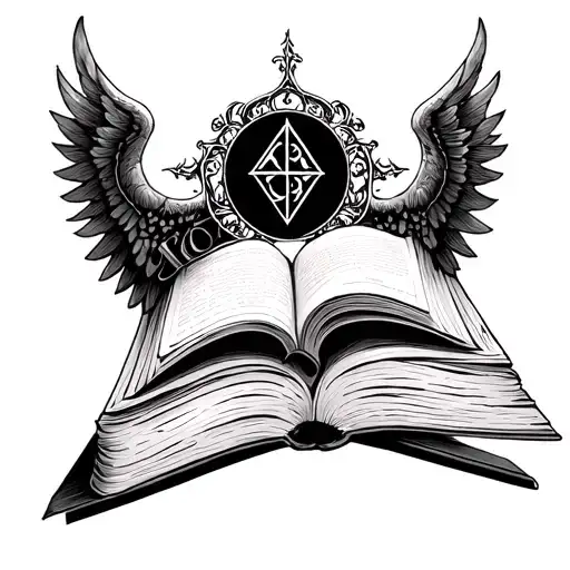 Book Lover tattoo with Symbols from Harry Potter, Acotar and Fourth Wing tattoo design idea
