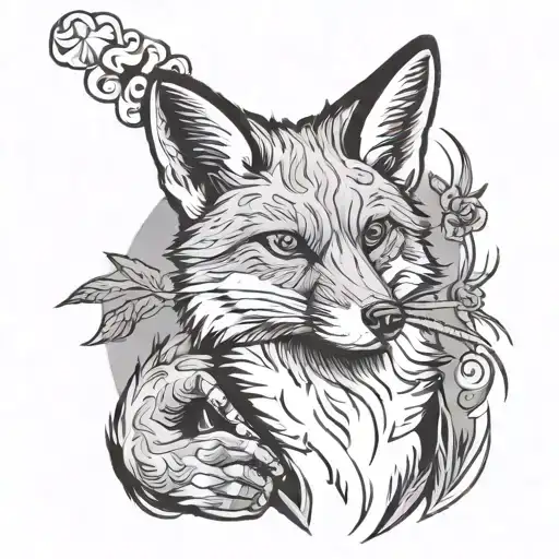 FOX SMOKING A JOINT tattoo design idea