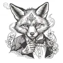 FOX SMOKING A JOINT tattoo design idea