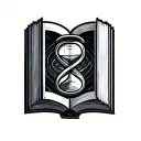 an open book ,on one page there is an hour glass with an infinity sign inside and it looks like a fantastic logoi tattoo design idea