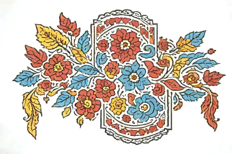 arm sleeve, bosnia, embroidery, ethnic pattern, kilim tattoo design idea