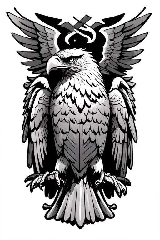 eagle greek statue perched tattoo design idea