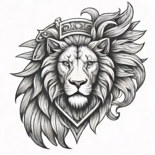 shield lion wing tattoo design idea