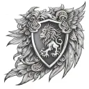 shield lion wing tattoo design idea
