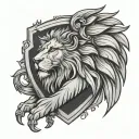 shield lion wing tattoo design idea