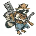 Cowboy raccoon with a shotgun tattoo design idea