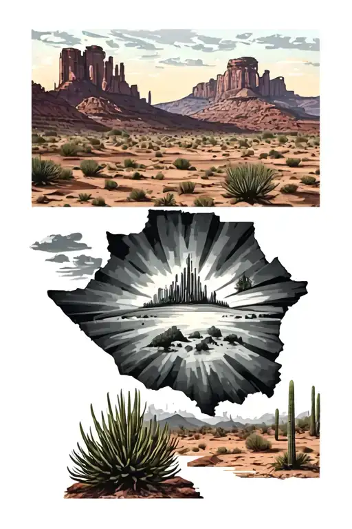 Arizona desert landscape tattoo featuring iconic landmarks tattoo design idea