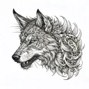 Half Dragon half wolf tattoo design idea