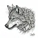 Half Dragon half wolf tattoo design idea