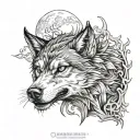 Half Dragon half wolf tattoo design idea