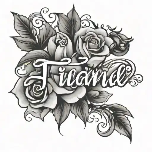 tiana name written with flowers tattoo design idea