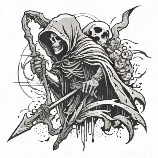 dont fear the reaper, melancholy, death, trash polka tattoo design idea