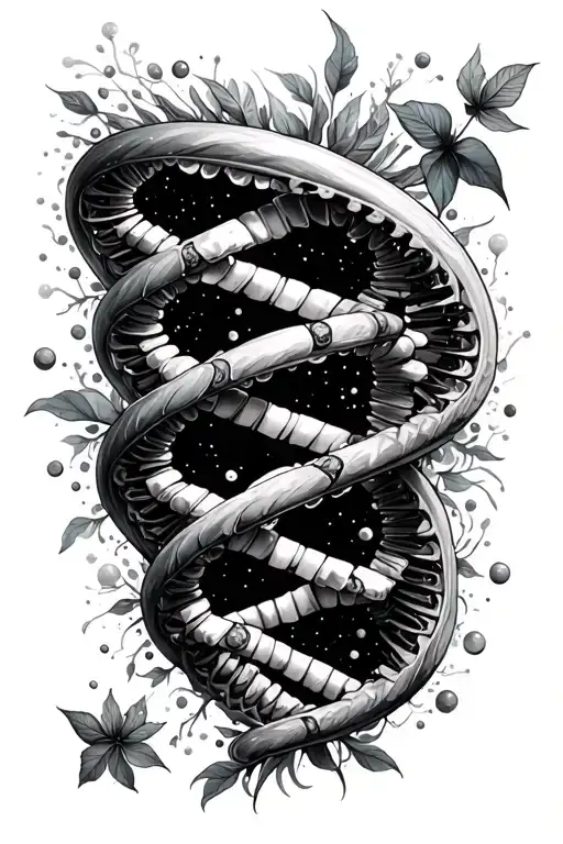 science, nature, space, dna double helix tattoo design idea