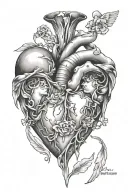 broken heart with 2 in each heart with angel wongs tattoo design idea