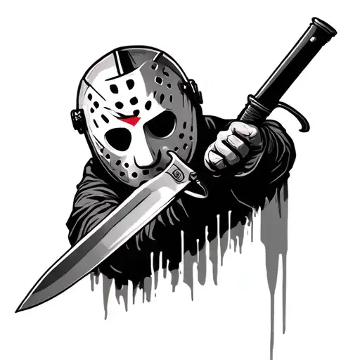 Jason Voorhees holding a knife tattoo design idea