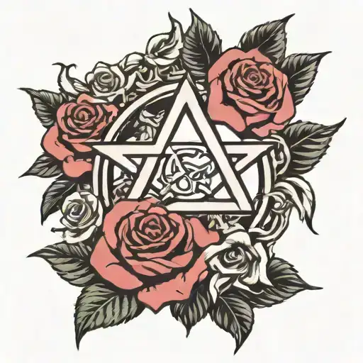 Anarchy symbol in roses intertwined tattoo design idea