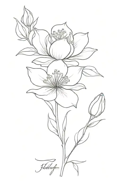 July, January, October, November, December birth flower tattoo design idea