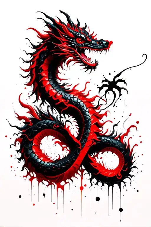 Chinese dragon in the shape of the infinity symbol as seen in Altered Carbon  tattoo design idea