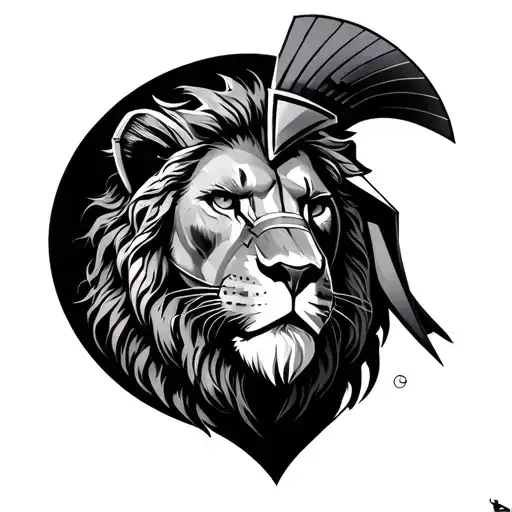 "The video is a" lion, Spartan Men, Moon, Mountains Inside tattoo design idea