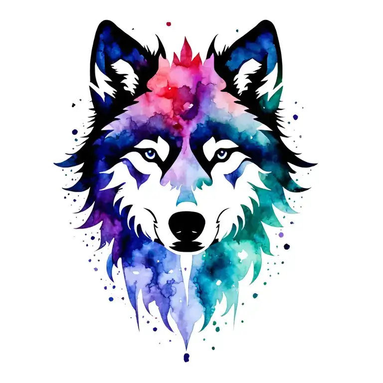 shadow wolf silhouette tattoo design idea