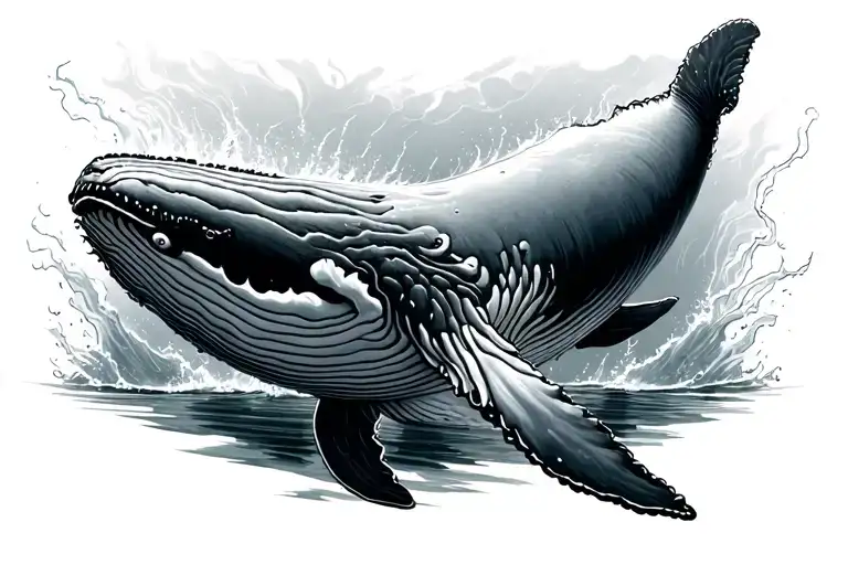 a vertical humpback whale swimming tattoo design idea