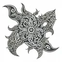 Create a tattoo based on Hindu and Viking designs. Include both writing and symboldesigns suitable for brown skin tones. tattoo design idea