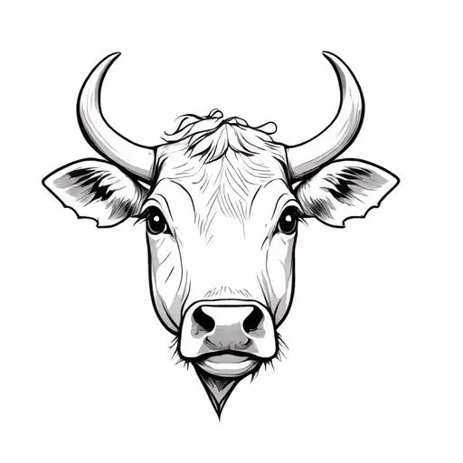 fine line cow head cute spots no hair tattoo design idea