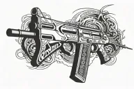 AK 47 inscription tattoo design idea