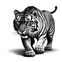 tiger walking tattoo design idea