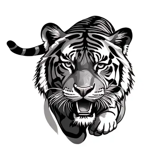 tiger walking tattoo design idea