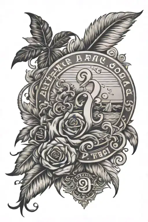 number 29, number 1891 or the word Peñarol, Family and beach tattoo design idea