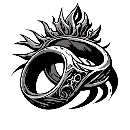 the elden ring logo incorporating elements tattoo design idea