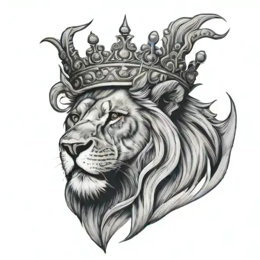heat of a lion wearing thorn crown tattoo design idea