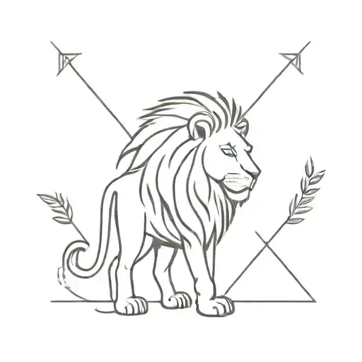 Get a delicate and charming tattoo that represents the Lion of Judah from the Bible with a little girl on his back tattoo design idea