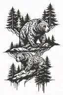 forest and a bear tattoo design idea