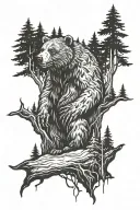 forest and a bear tattoo design idea