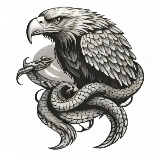 eagle and snake crawling tattoo design idea