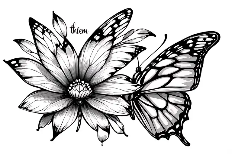 "let them" in fine line with a butterfly  tattoo design idea