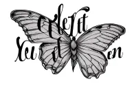 "let them" in fine line with a butterfly  tattoo design idea